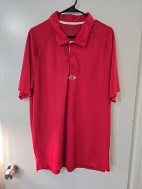 Oakley Polo Shirt XL Red Athletic Golf Performance Regular Fit Mens